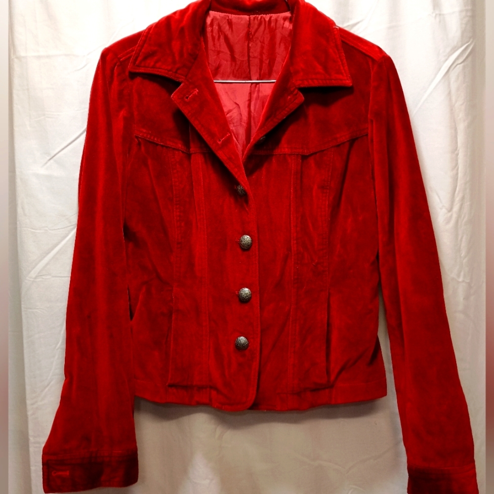 Sz 2 Drama Red Velour dress blazer